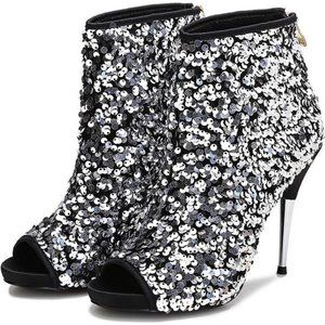 💋 RESERVRD: CAMSOO DIAMONTE SEQUIN STILETTO ANKLE BOOTS!!!